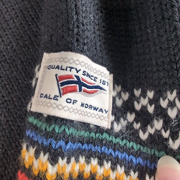 Dale of Norway 1/4 Clasp Norway Nordic L Wool Sweater Long Black Multi Fair Isle - Picture 7 of 16
